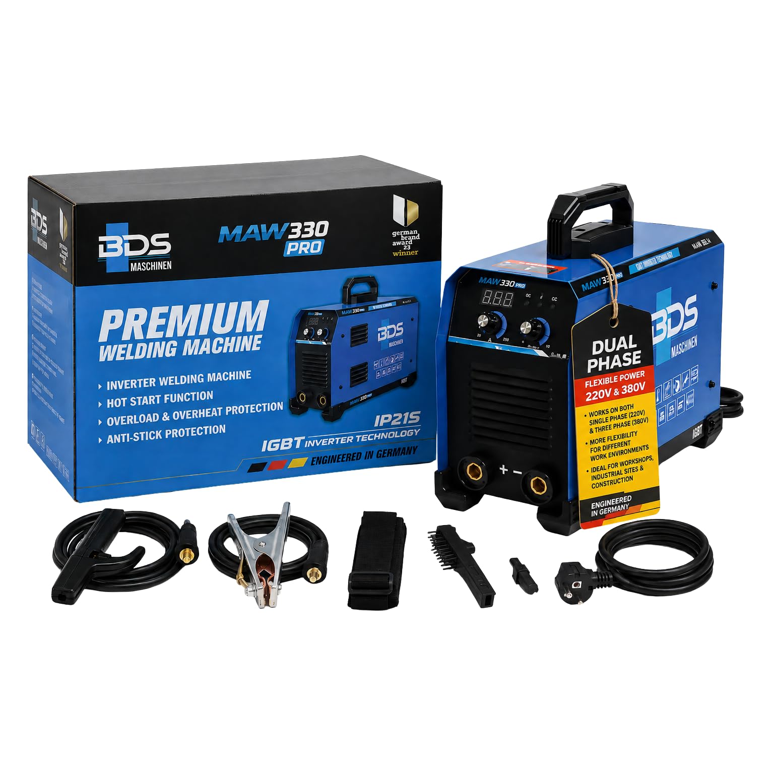 Premium Welding Machine MAW 330PRO MMA Inverter Welding Machine with German Technology | Dual Phase 220V & 380V | 5 PCB Technology | Hot Start, Arc Force & Anti-Stick | BDS Machines (Germany)-image-43