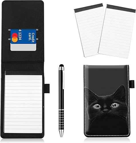 Miniatura 83 de Juego de 4 soportes para bloc de notas de tamaño de bolsillo, de piel sintética, mini bloc de notas con 2 bloc de notas pequeños y lápiz capacitivo