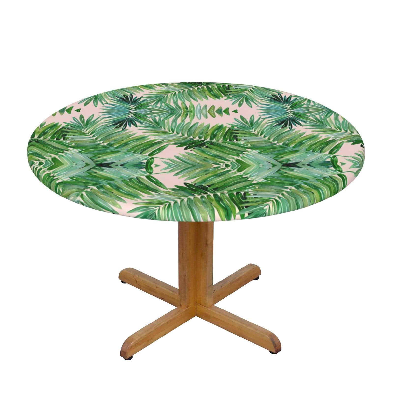 Nappe ronde élastique 138 cm feuilles de palmier