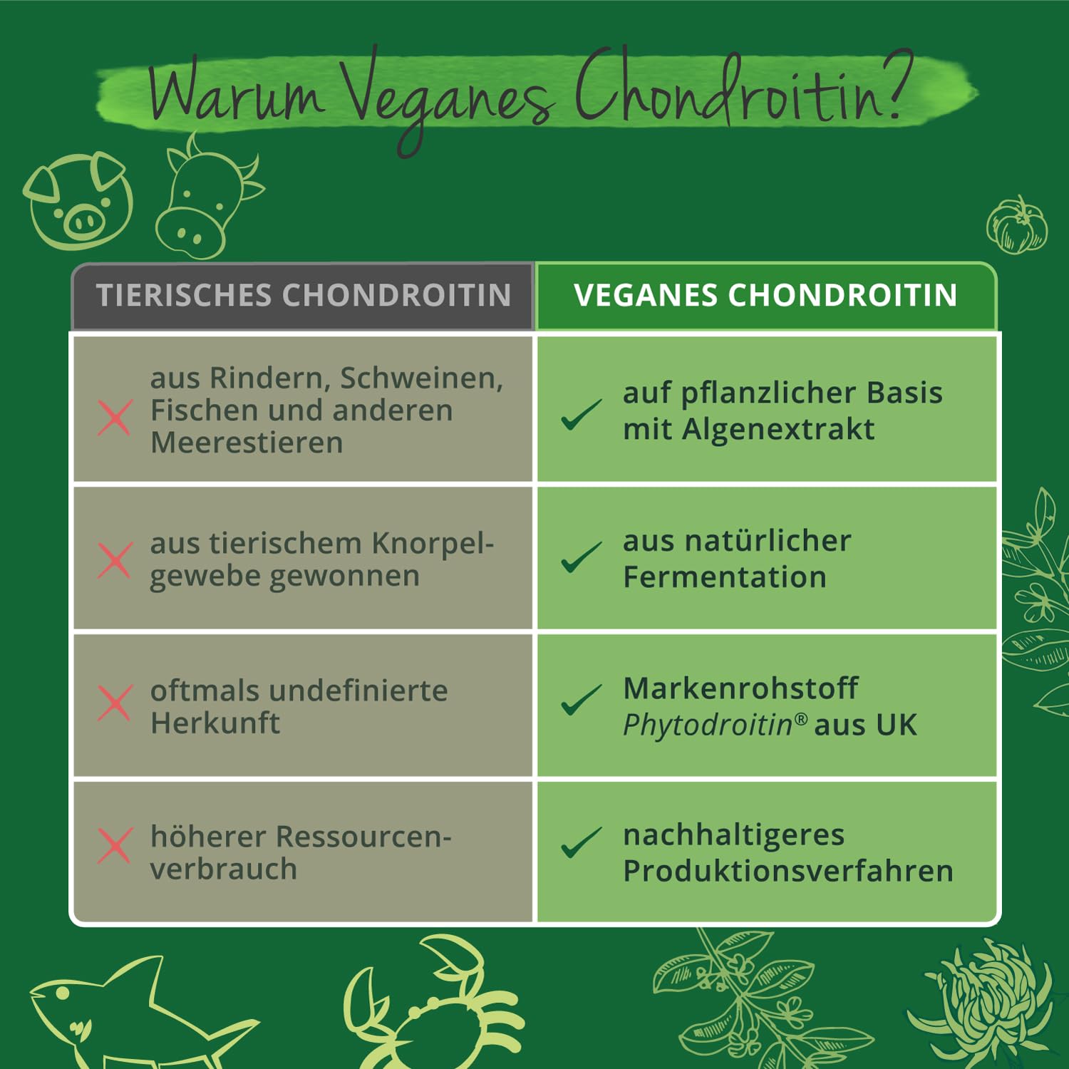 Glucosamin Chondroitin Complex Vegavero | 100% Vegan | Mit MSM, Phytodroitin, Teufelskralle, Vitamin C, Zink | Für Gelenke & Knochen* | 180 Kapseln | Ohne Zusatzstoffe | Deutsche Produktion