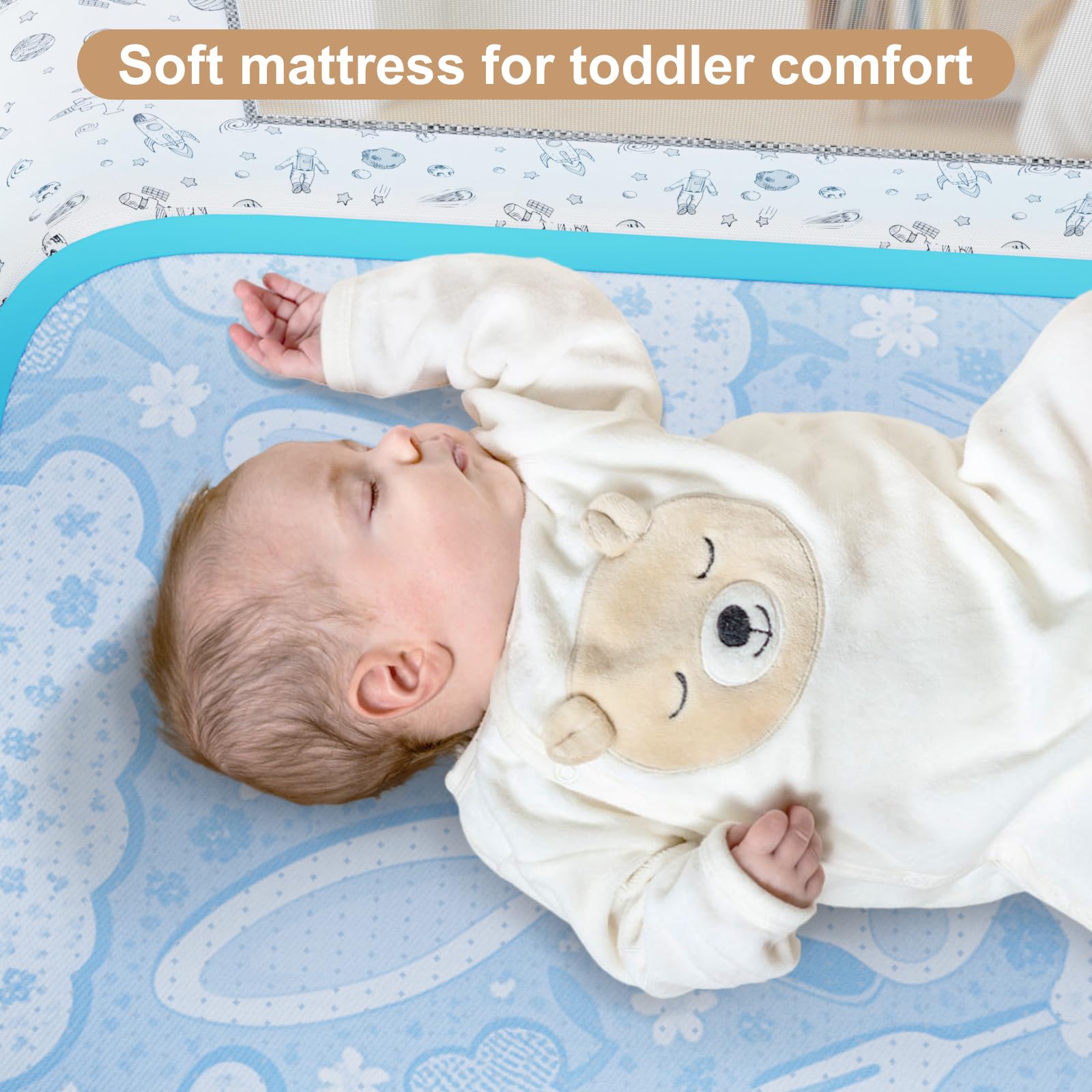 3 in 1 Baby Bassinet,Bedside Sleeper with Storage Basket and Wheels,Portable Baby Crib with Mosquito Net, 6 Adjustable Height & Breathable Mesh,Easy to Fold (Brown&Black)