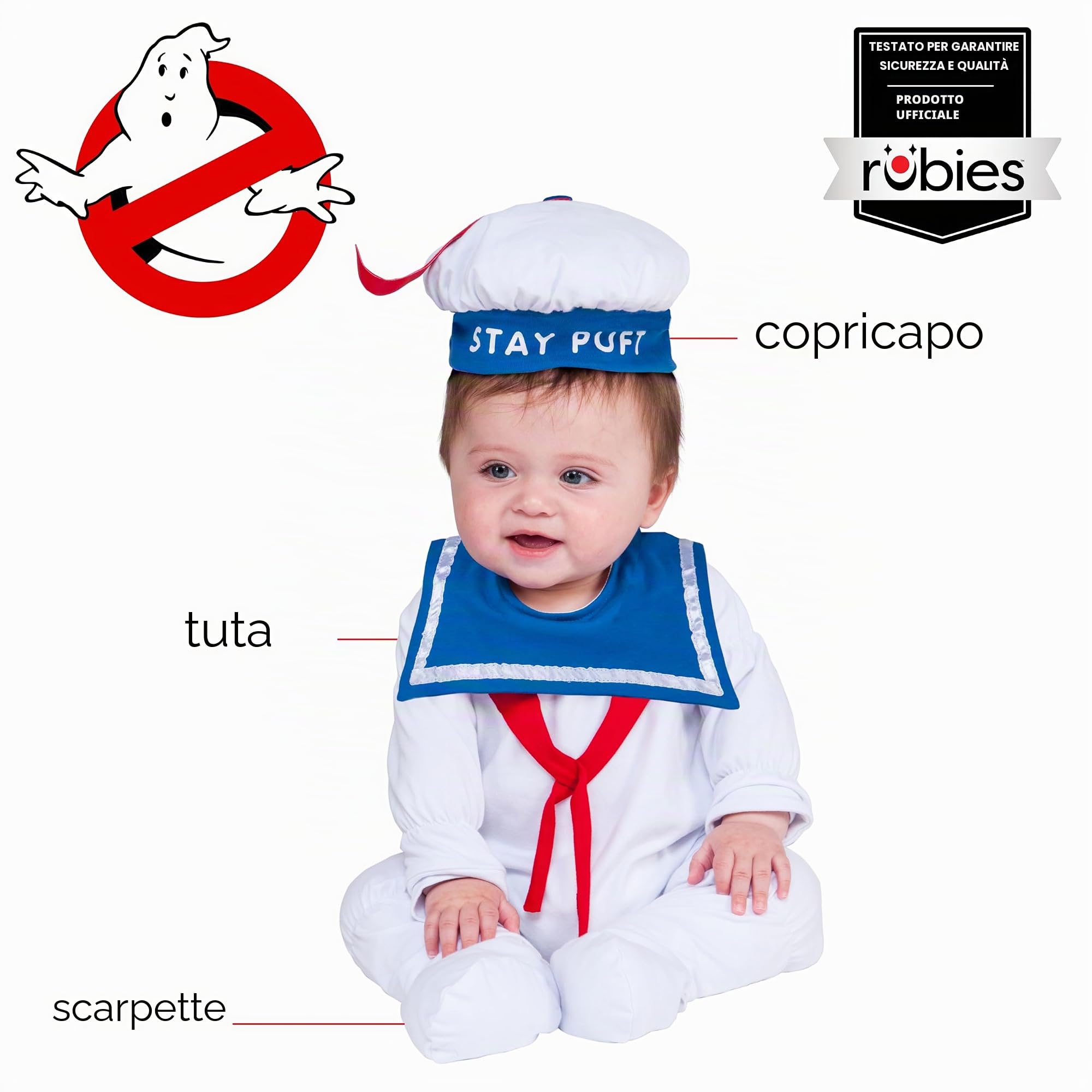 Ghostbusters Stay Puft Marshmallow Man Onesie Costume Size 6-12 Months