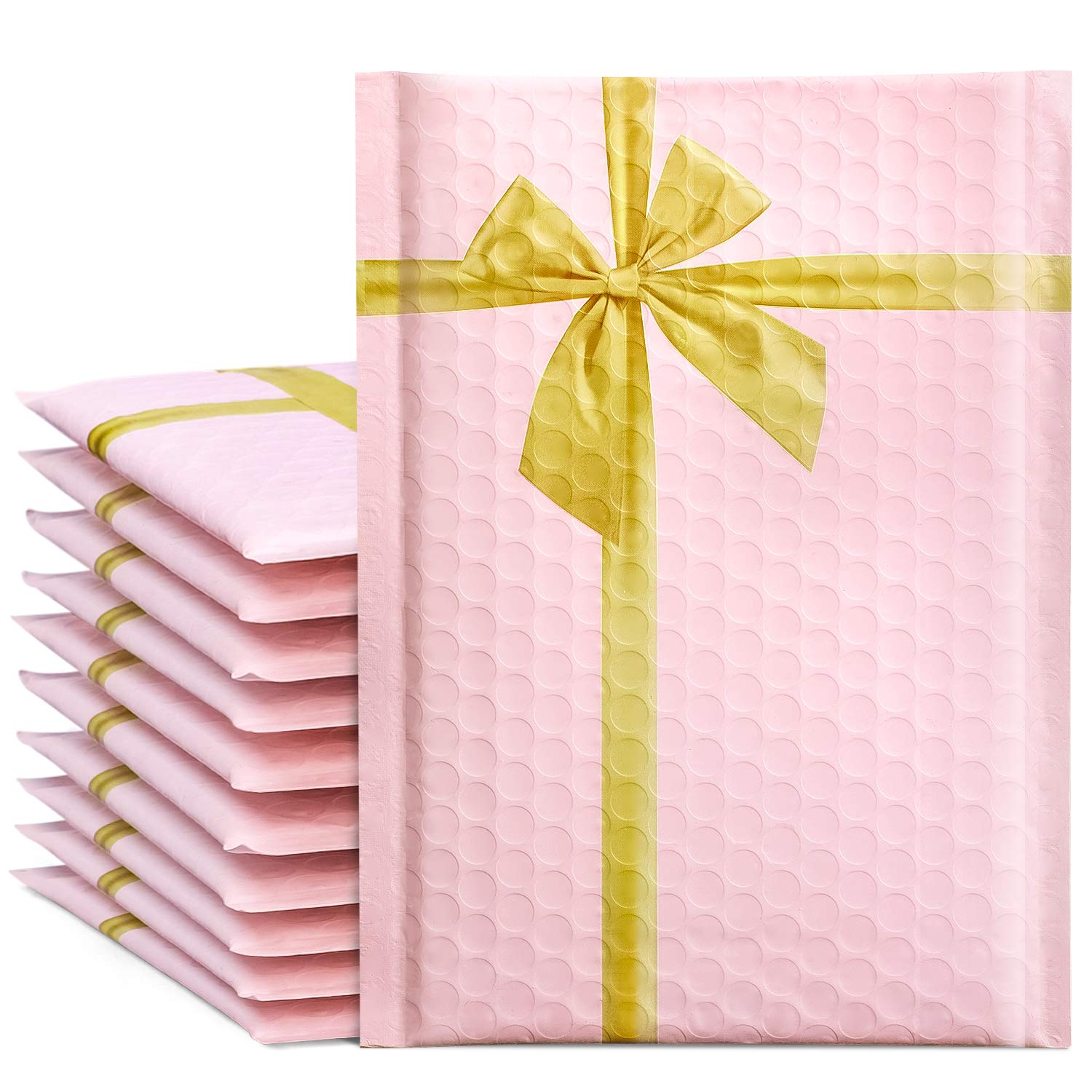 Fuxury/ Fu Global #0 6x10" 25PCs Gift Poly Bubble Mailers, Designer High-Grade Pearlescent Pink Self Seal Mailing Padded Envelopes with Bubble Lined Wrap
