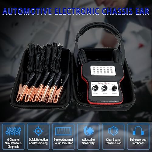 Miniatura 2 de ZKTOOL Kit de diagnóstico de estetoscopio electrónico con auriculares, orejas electrónicas automotriz, buscador de ruido de motor de automóvil de 6