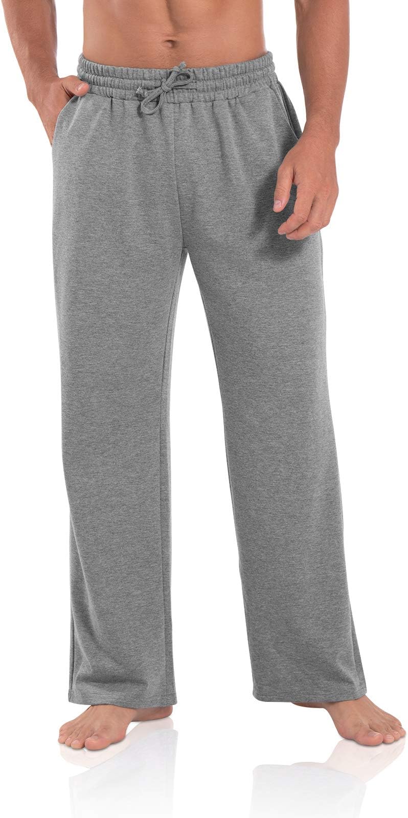 Men's Joggers Sweatpants Open Bottom Straight Leg Casual Loose Fit Running Athletic Jersey Pants with Pockets