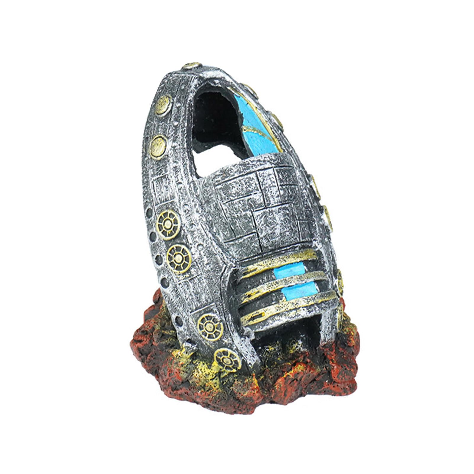 Hsioluted Creative Fish Tanks Decoration Resins Sculpture Futuristic Alien for Landscape Enhancement and Stability Space Themed Fish Tanks Ornaments
