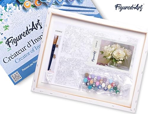 Vista 66 de Figured'Art - Juego de pintura por números, lienzo enrollado sin marco, para manualidades, para adultos, 16 x 20 pulgadas, jarrón de peonías