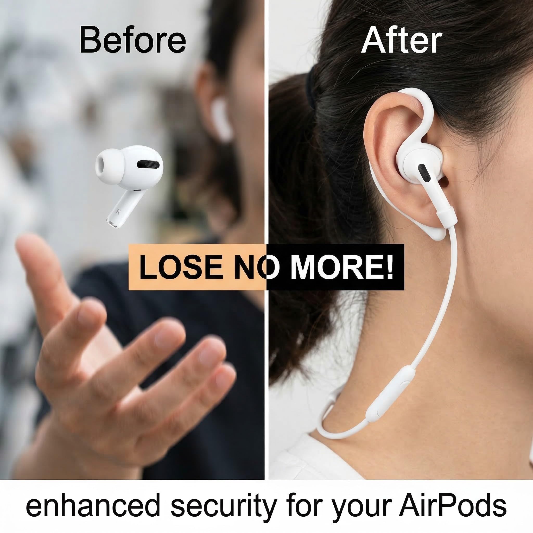 2 Pezzi Laccetto Magnetico per AirPods, 2 Paia di Ganci Auricolari in Silicone, Accessori per Cuffie Bluetooth, Ideale per Sport, Viaggi e Altre Occasioni, Compatibile con AirPods