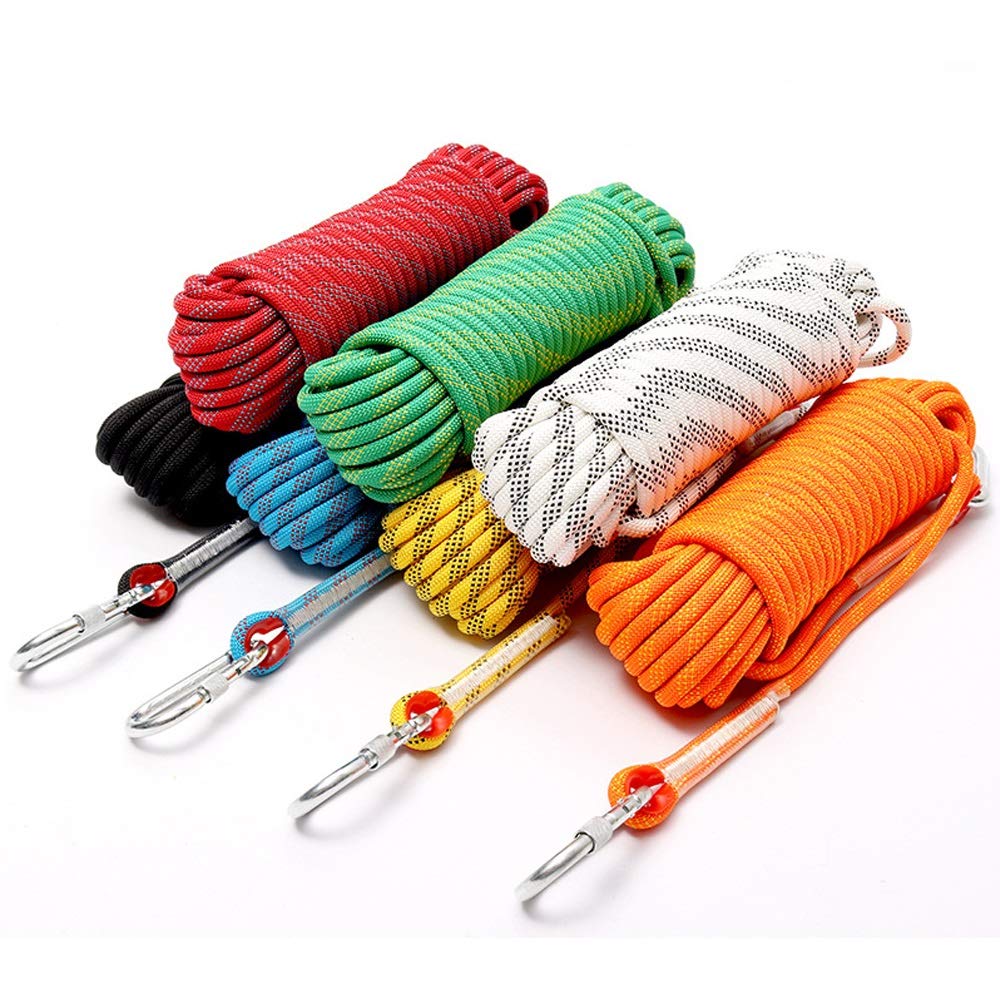 Cuerda Cuerda de Escalada Naranja de 10-12 mm, Cuerda de Seguridad, Trenza de Nylon de Doble Capa con mosquetón, Cuerda de Escape Ante desastres Resistente a Altas temperaturas 10M-100M