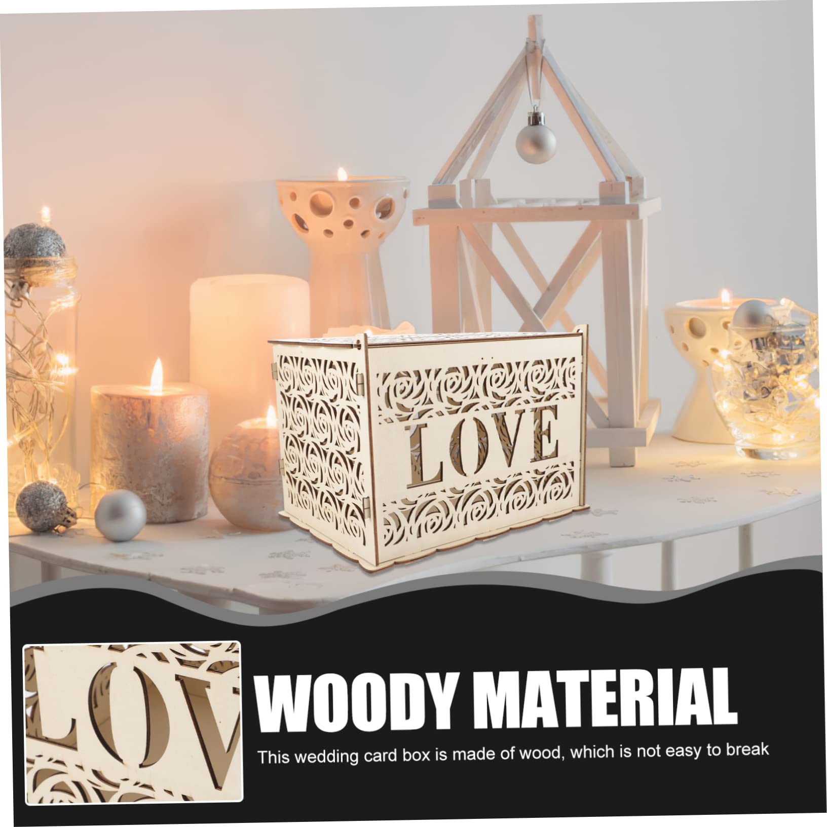 Scatola Porta Buste Grande Capacità, Finitura Liscia senza Sbavature in Legno Rustico per Raccolta Biglietti Matrimonio al Giorno del Matrimonio