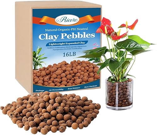 Miniatura 18 de Riare Guijarros de arcilla expandida orgánica de 14 libras para plantas, bolas de leca natural de 0.157 a 0.630 pulgadas, ligeras piedras