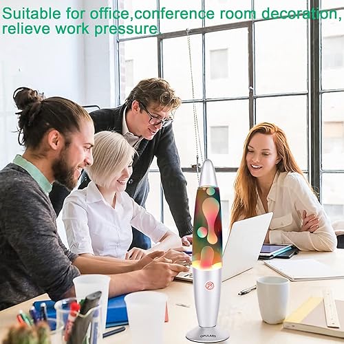 Miniatura 5 de OPULARS Lámpara de magma colorida lámparas de movimiento arcoíris para adultos y niños, lámpara base plateada de 13.5 pulgadas con cera blanca en