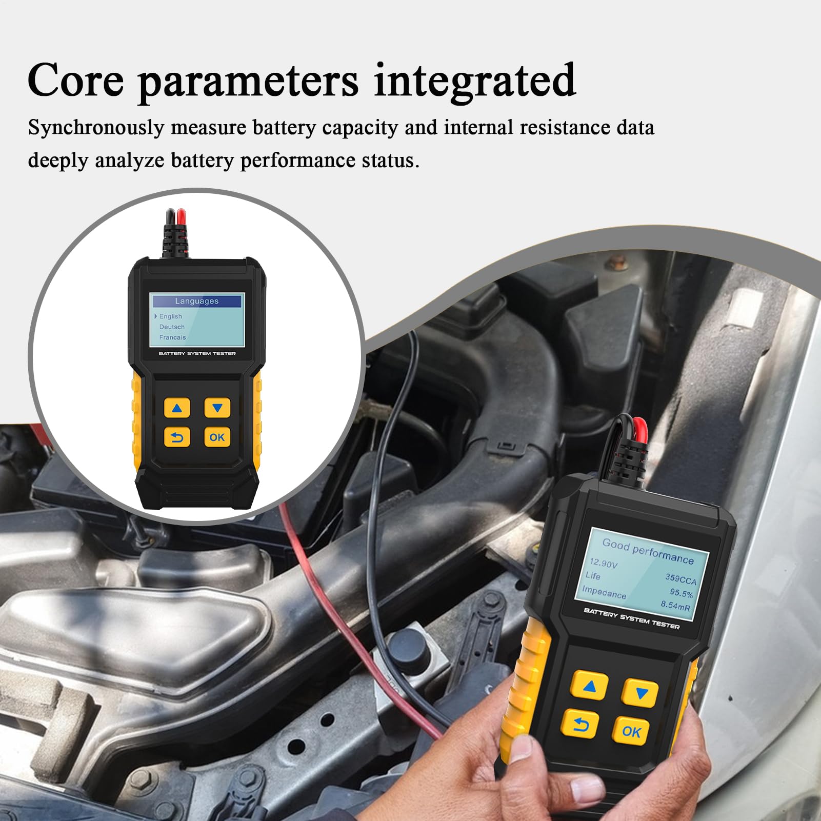 Tester Per Batterie Auto Per Veicoli | Checker Tensione Ricarica Diagnosi Circuiti Elettrici Compatto per Manutenzione Moto Barca Camper