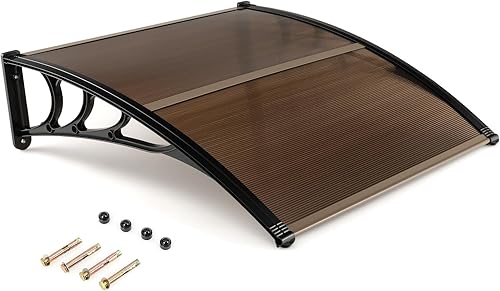 Miniatura 12 de Tangkula Toldo de ventana de 40 x 48 pulgadas, moderno toldo de policarbonato para puerta superior con hoja hueca para protección contra la lluvia