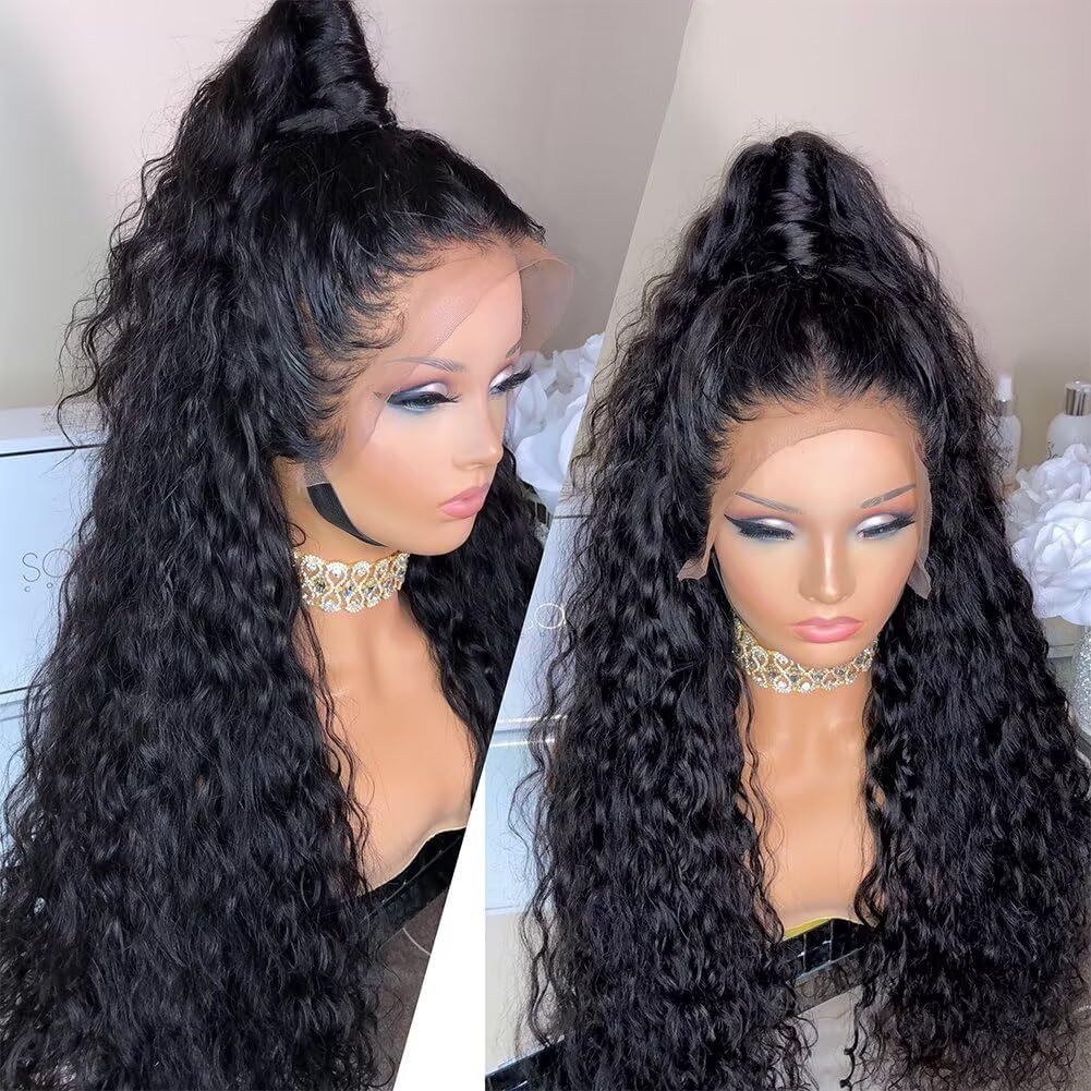 12A Water Wave HD Lace Front Wigs Human Hair 13x6 180% Density Deep Wave Curly Wet and Wavy HD Lace Front Wigs Human Hair Wigs for Women 24 Inch Pre Plucked with Baby Hair Natural Hairline - Image 2
