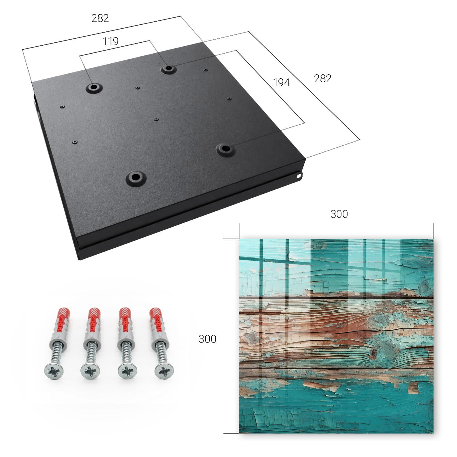 Cassetta portachiavi 30x30 cm Legno turchese Porta Sinistra Nero | Appendiabiti | Bacheca | Vetrinetta | Nicchia | Casellario | Armadio | Gancio | Quadro | Mobiletto | Contenitore | Supporto