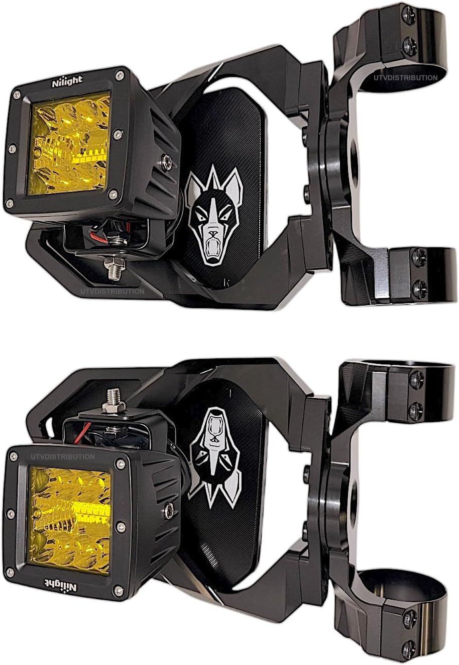 Chupacabra Offroad Cuero Race UTV Mirrors With LED Lights (set of 2) Black (Race-Black-2"-Amber-LED)
