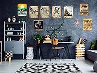 Vista 3 de Letrero de metal de estilo retro con diseño de gato negro, beber por asesinato está mal, interesante mesa de comedor con cita de baño