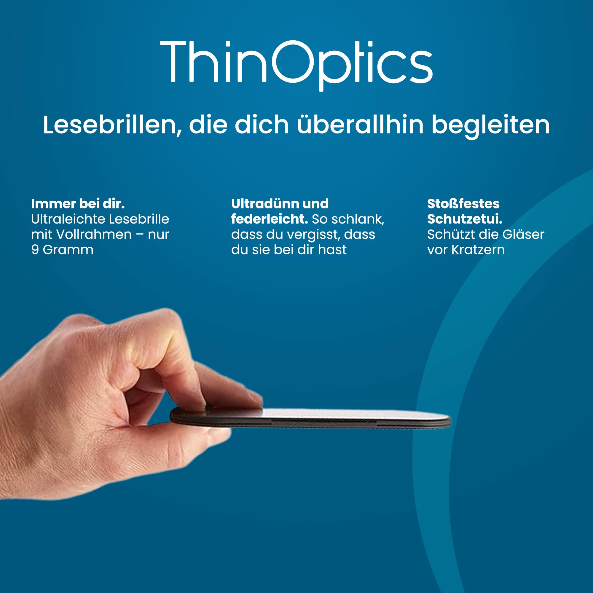 ThinOptics Manhattan Lesebrille, rund, Unisex, Herren und Damen, ultradünn, kompakt und leicht – inkl. magnetischem Etui Milano | Ultraleichte Lesehilfe ohne Bügel im flachen Etui, das am Handy haftet, für unterwegs, im Taschenformat, kratzfeste Linsen