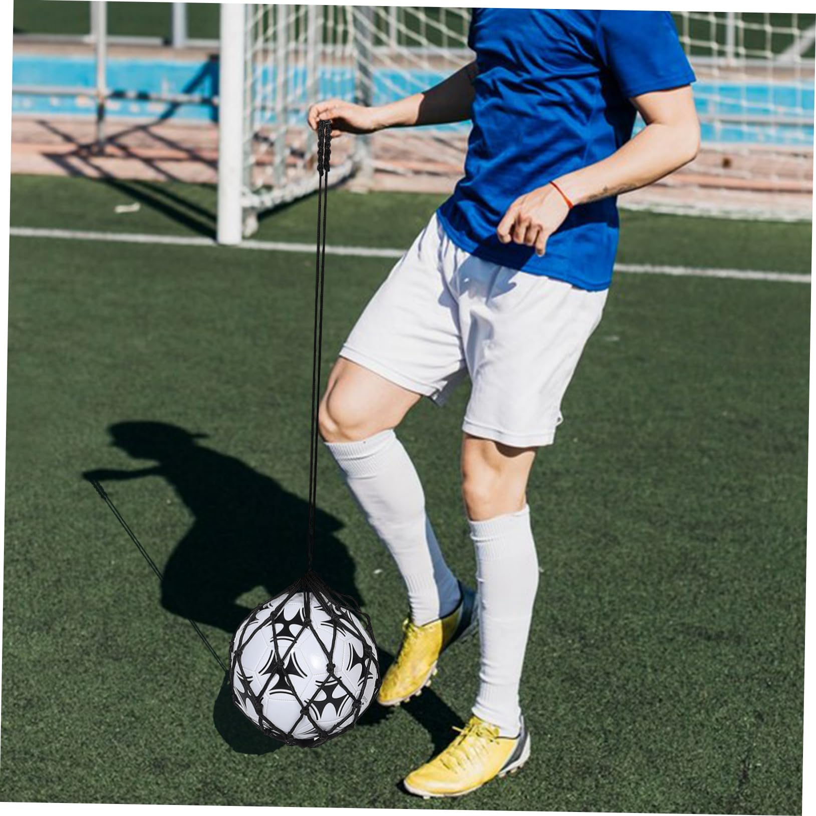 BCOATH Football Kick Throw Trainer Soccer Juggling Net Bag Youth Soccer Training Aid Adjustable Length Sports Equipment for Boys and Girls