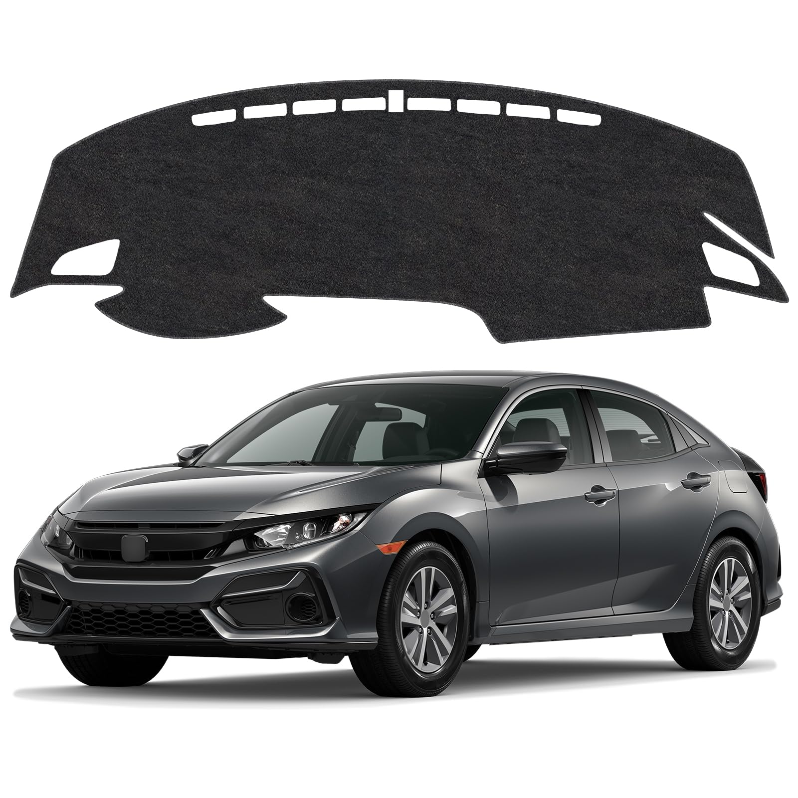 Dash Cover Mat Compatible with Honda Civic 2016-2021 Non-Slip Dashboard Cover Mat Sunshade UV Rays Protector Interior Accessories