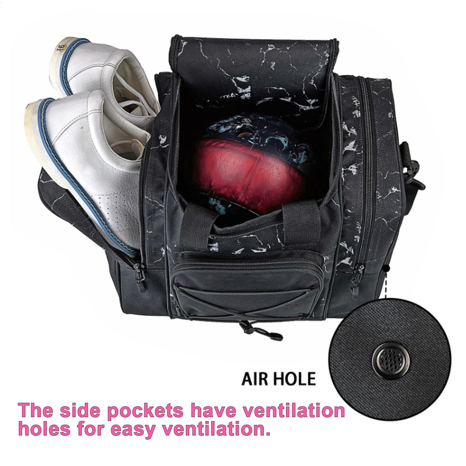 Sacs De Bowling 1 Boule, Sac Fourre-Tout 1 Boule – Ceinture Réglable, Chaussures De Serviette Multifonctions Rembourrées, Sac De Boule De Bowling pour Homme Et Femme