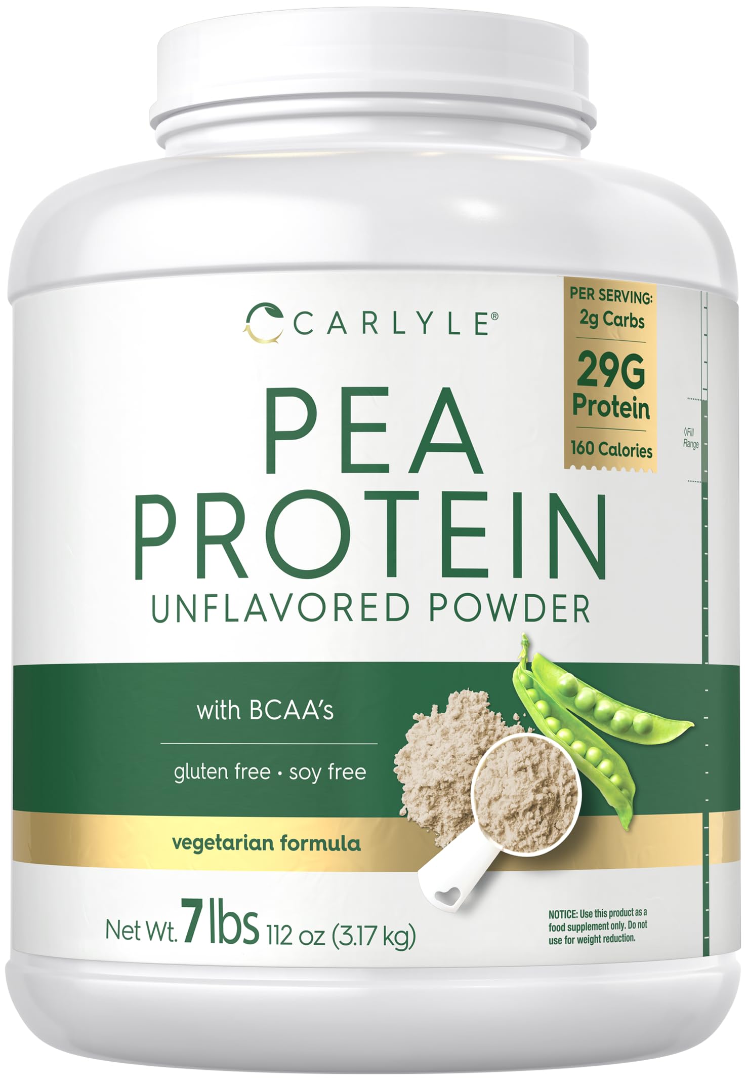 Carlyle Pea Protein Powder 7lb | Unflavored | 29G Protein | Non-GMO, Gluten, and Soy-Free | Vegetarian Protein Powder |