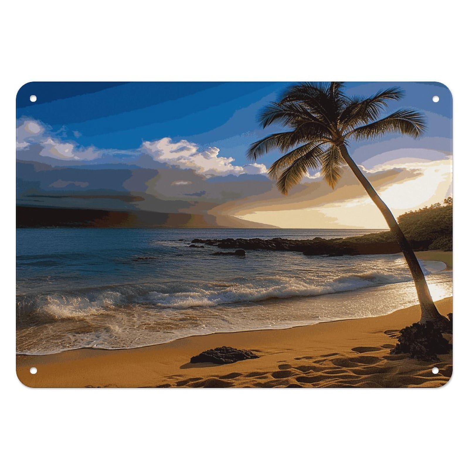 Btcowzrv Style Hawaii Beach Metal Sign, 5.5" X 7.9" Tin Wall Decor, Wall Art Plaques For Home Wedding Decor Room Living Room Decoration