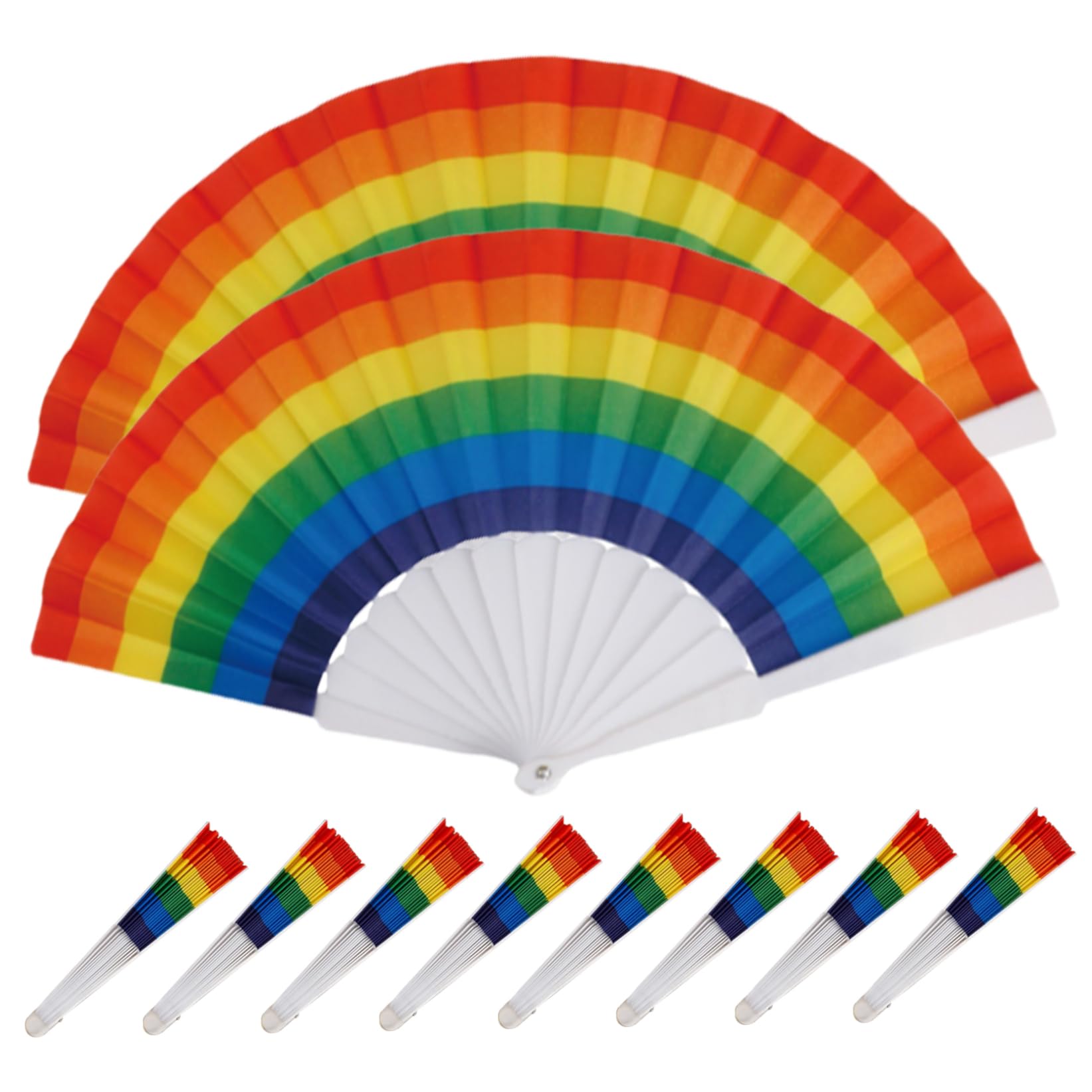 Éventails à main pliables arc-en-ciel pour festivals et défilés d'été
