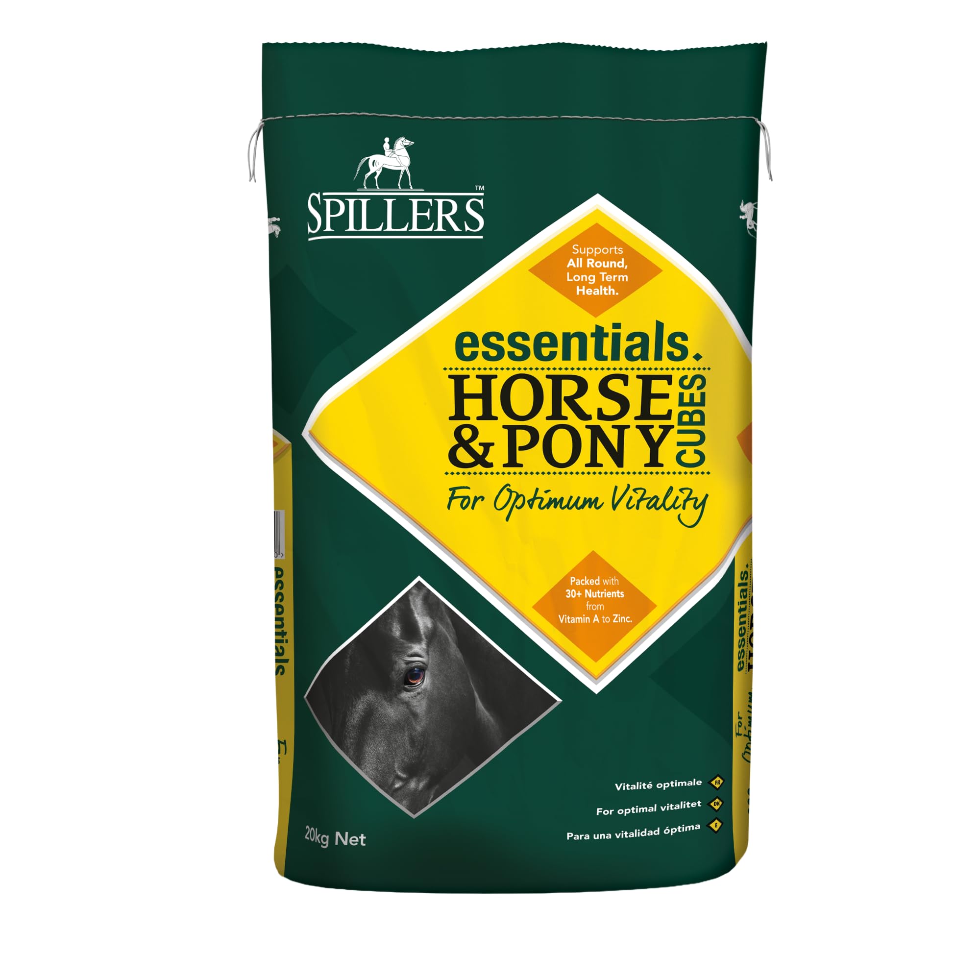 SPILLERS Horse & Pony Cubes 20kg – Horse Feed with Over 30 Nutrients – Equine Food For Optimum Vitality and Long-Term Health