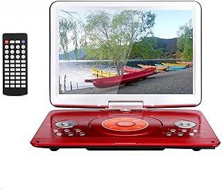 YOOHOO 16.9'' Portable DVD Player with Remote Controller, 14.1'' HD Swivel Large Screen,6 Hours Rechargeable Battery,Supports SD Card..USB Port (Red)