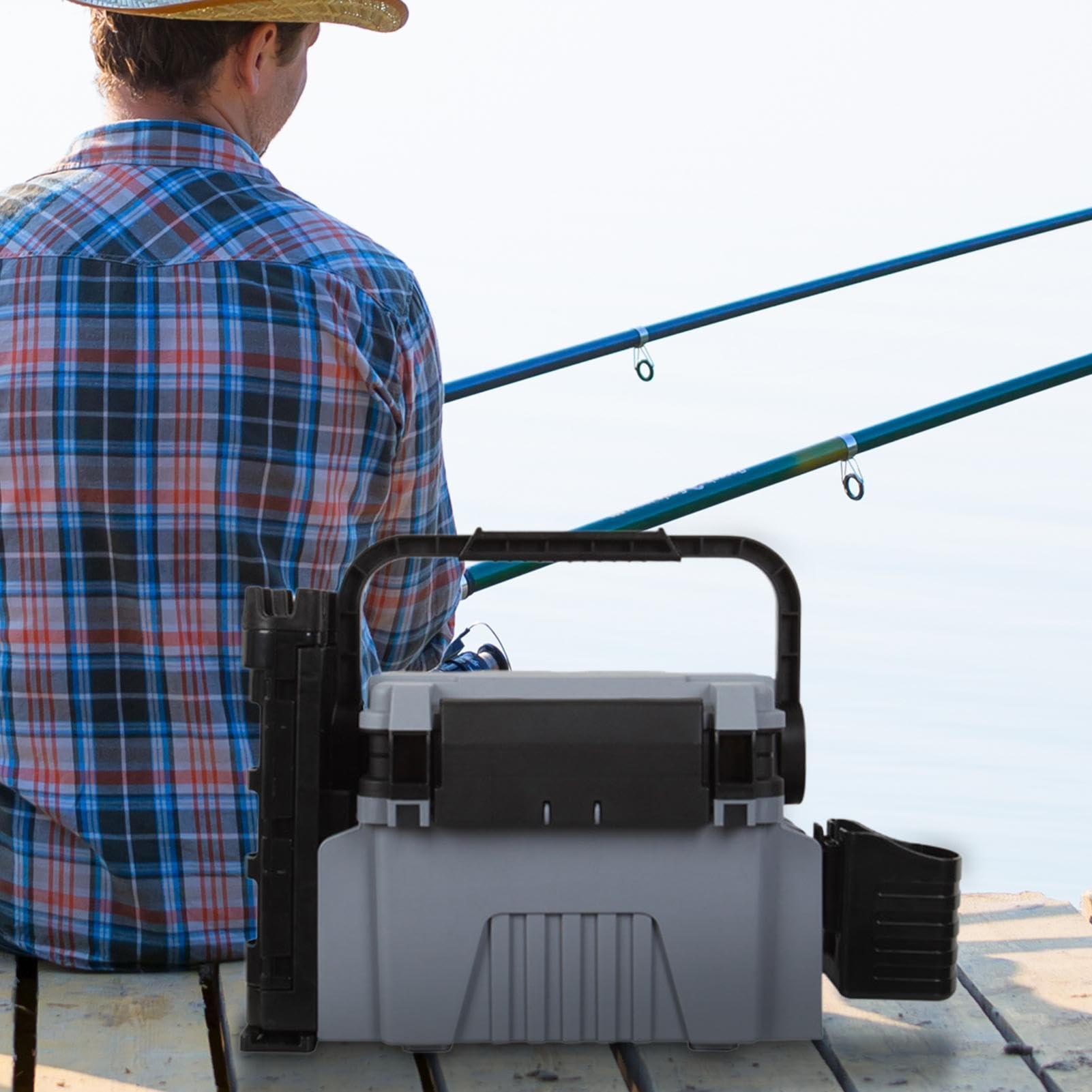 Scatola Porta Attrezzi Da Pesca Grande Ampio Contenitore Per Attrezzi Da | Stazione Multifunzionale Leggera per Organizzazione Attrezzatura Esterna, Ideale per Adulti