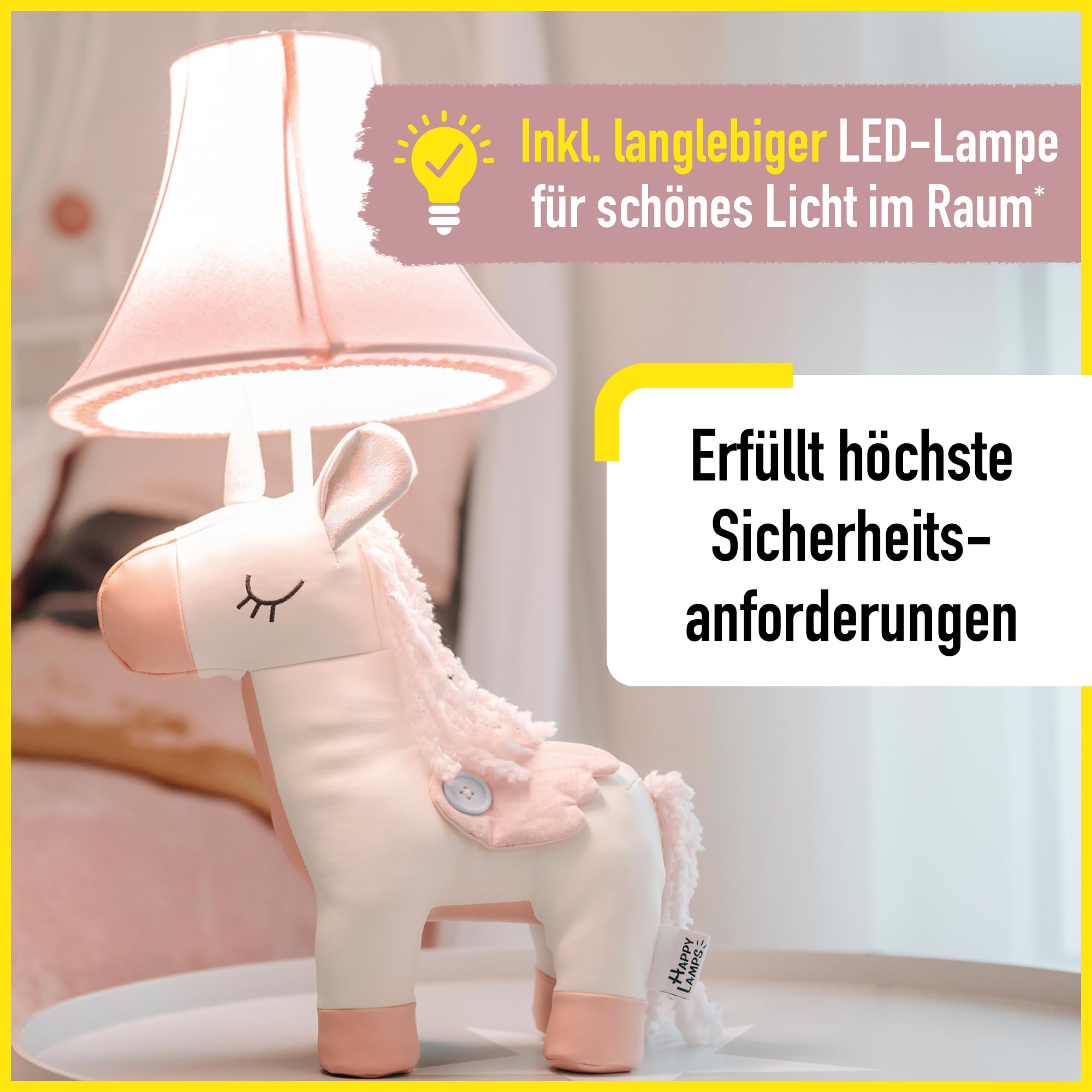 Happy Lamps Elsa das Einhorn LED-Tischlampe Kinderzimmer 51 cm Geschenkidee | handgefertigt, kindersicher, ideal fürs Kinderzimmer, Geschenkidee