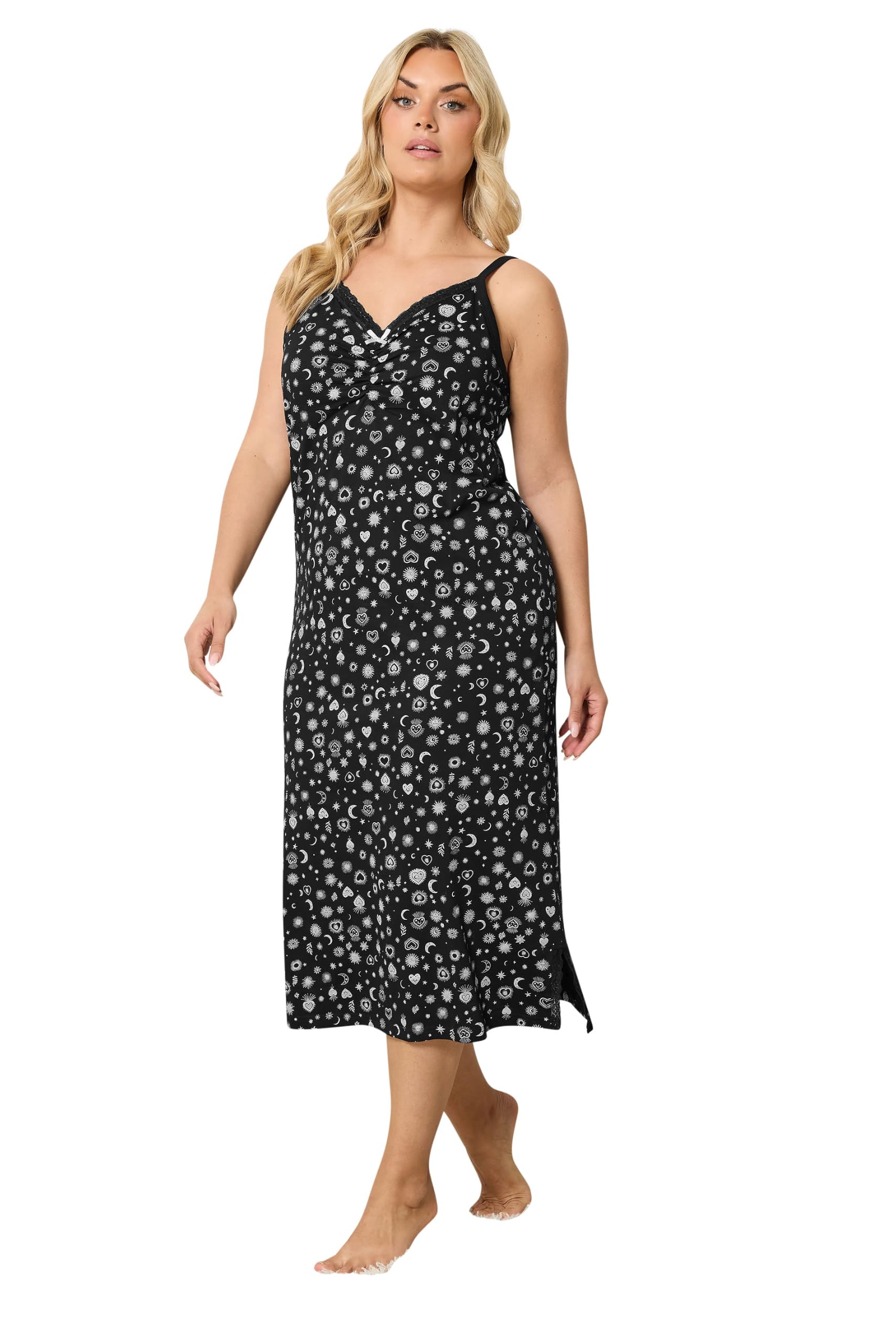 Yours Women's Chemise Nightdress - Black - Size 18-20 - Cotton
