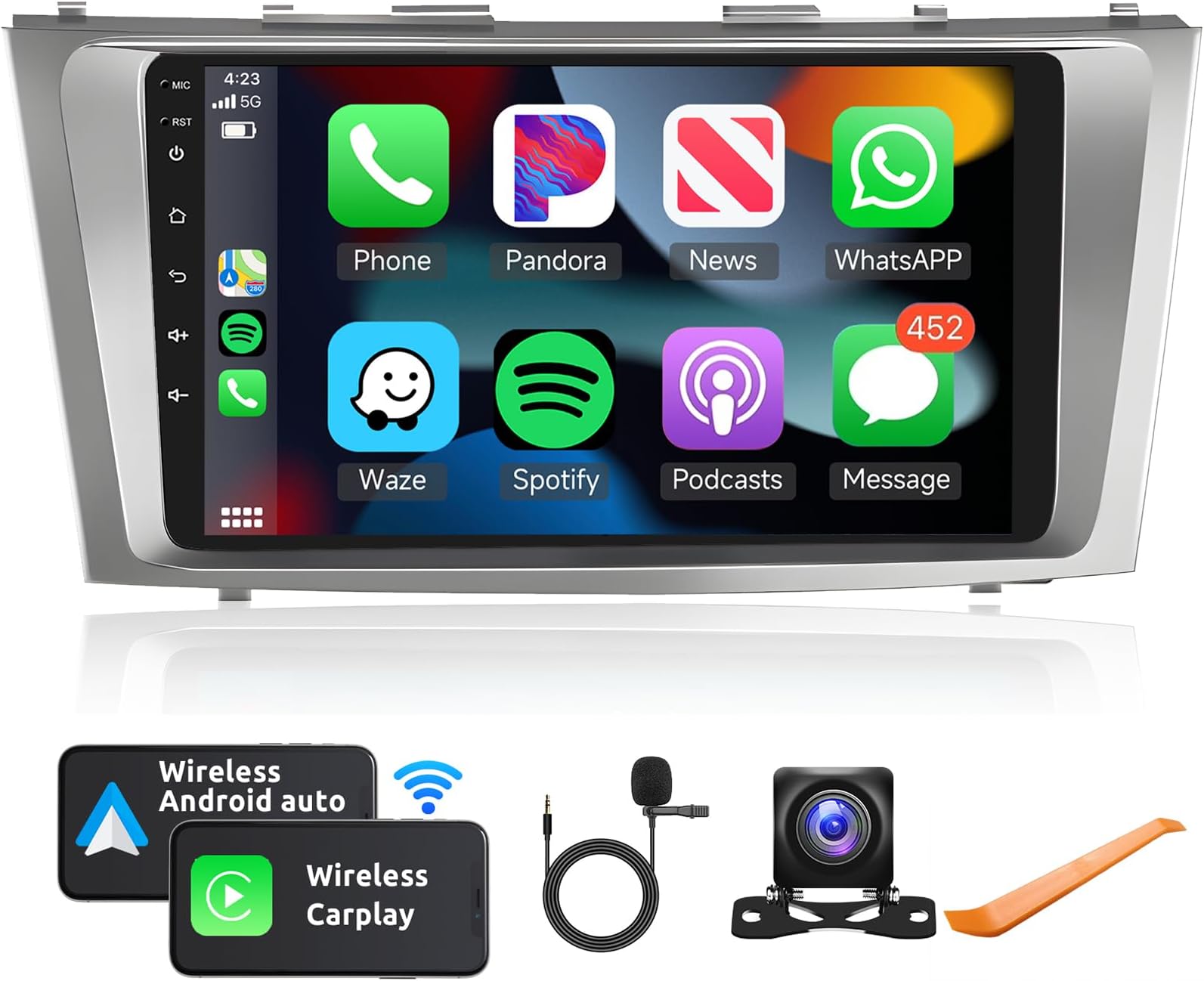 Podofo Draadloze Carplay 9'' Autoradio 2 Din Android Auto voor Toyota Corolla Verso AR10 2004-2009 1 32G Bluetooth met Scherm met AHD Achteruitrijcamera HiFi Bluetooth/RDS/FM Radio/DVR Podofo Draadloze Carplay 9'' Autoradio 2 Din Android Auto voor Toyota Corolla Verso AR10 2004-2009 1 32G Bluetooth met Scherm met AHD Achteruitrijcamera HiFi Bluetooth/RDS/FM Radio/DVR