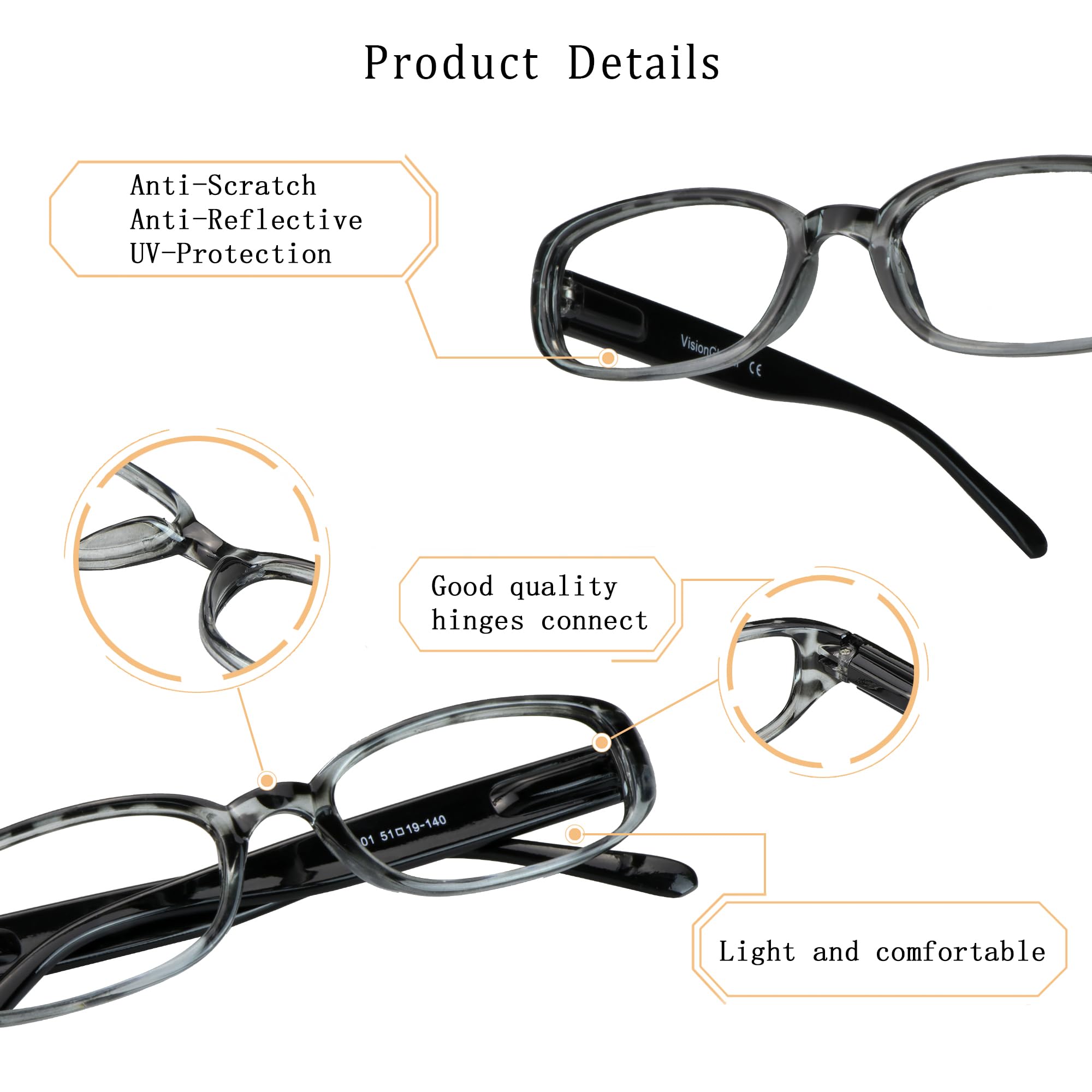 A set of four LifeArt blue light blocking reading glasses.