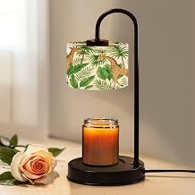 Candle Warmer Lamp with Timer and Dimmer, Graceful Animal Giraffe Jungle Exotic Green Palm Trees Fern Leaves Wax Melt Warmer with 4 Bulbs, House Warming Birthday Gifts for Women Mom New Home Decor