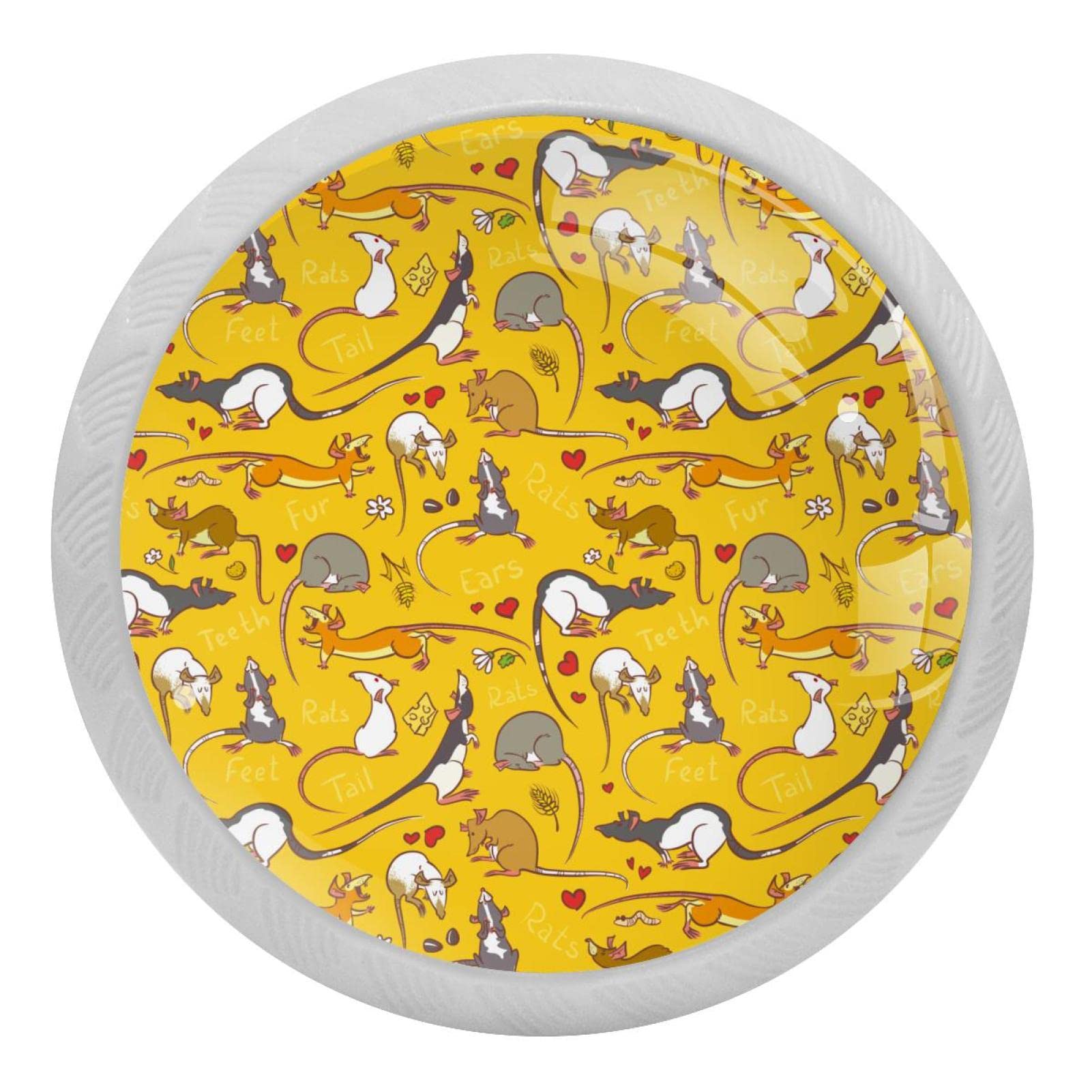 Boutons de tiroir animal en verre fluorescent lot de 4 pour meuble