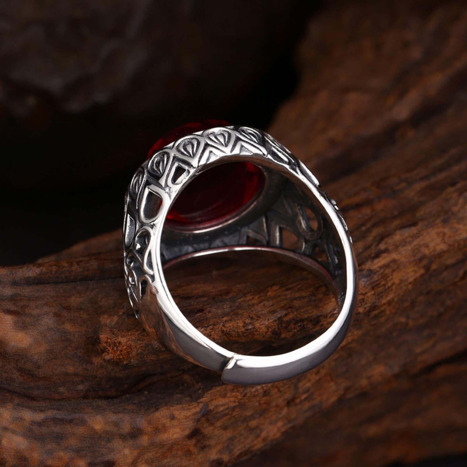 S925 Sterling Silber Freundschaftsringe Herren Wassertropfen | 925er Sterlingsilber Verlobungsring mit Zirkonia Rot Pärchen Ringe Hip-Hop Punk