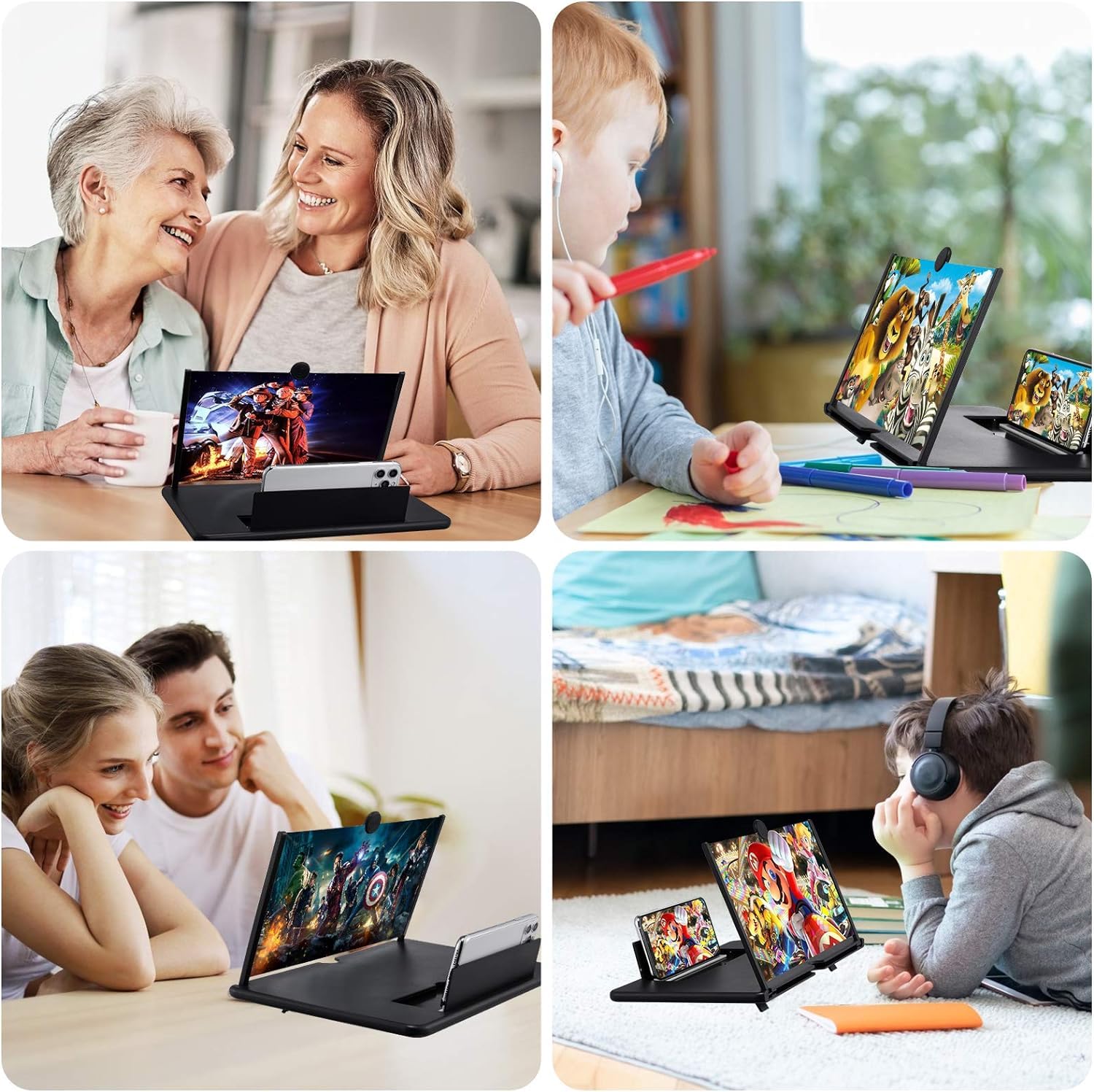 Amplificador de Pantalla para Movil, 16 Pulgadas HD Lupa para Móvil, 3D Pantalla Aumento movil para Ver Películas y Videos, Lupa Pantalla Plegable para Todos los Smartphones