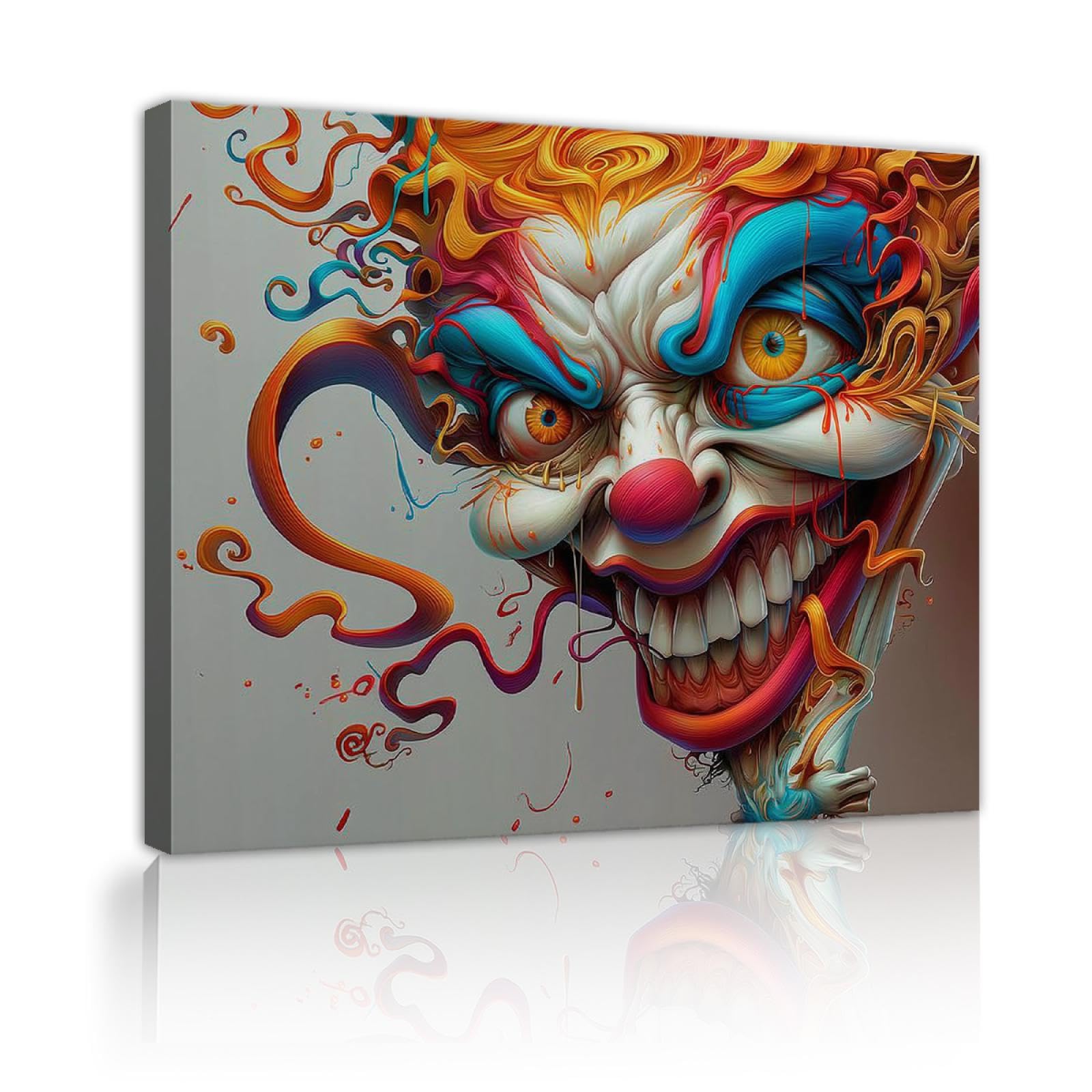 Via Vela Halloween Art Impression sur toile Dessin animé Anime Aquarelle Abstrait Amusant Personnage Visage Portrait Affiche Art Mural pour Salon Décoration Maison 90x115cm Cadre intérieur