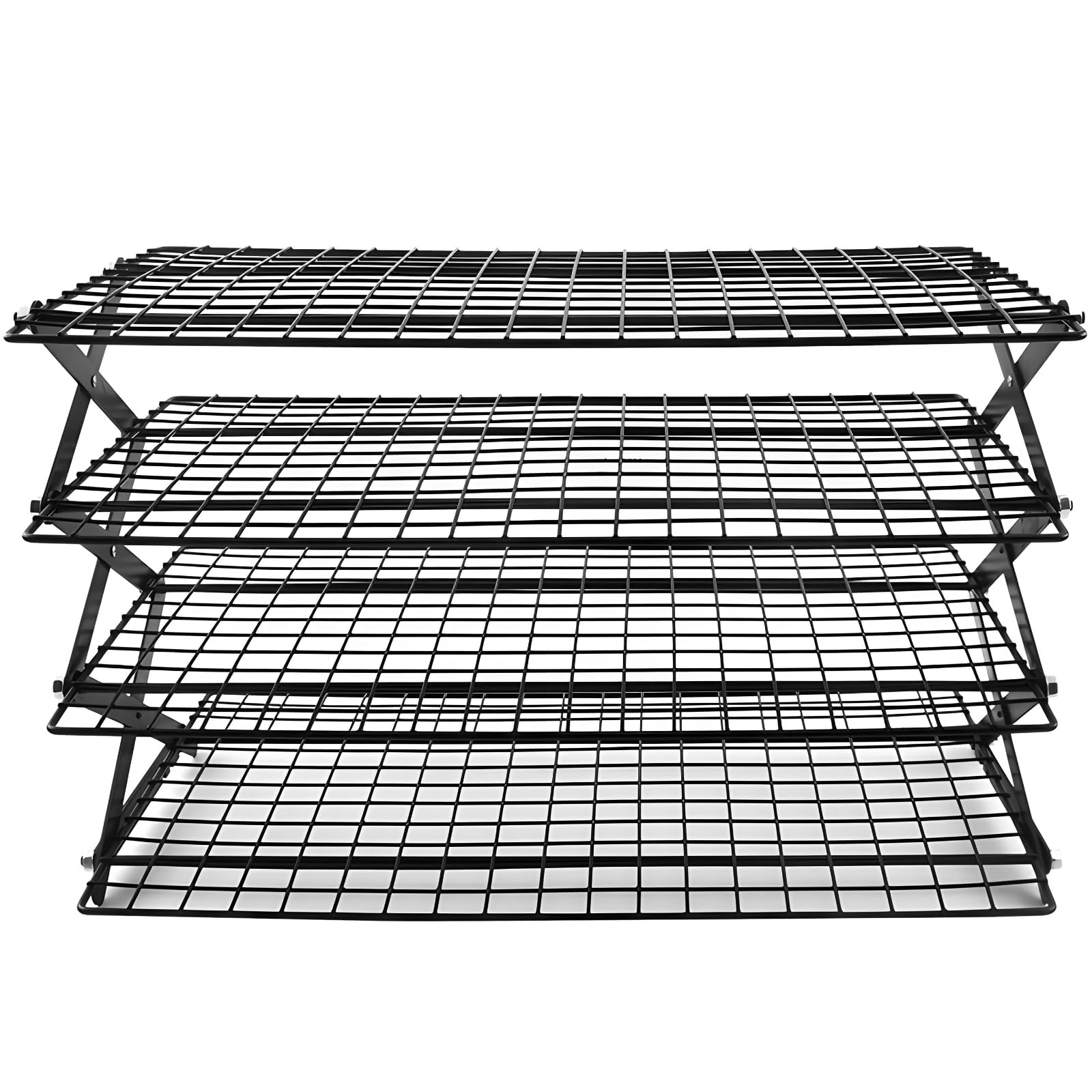 Baking Cooling Racks 4-Tier Stacking, Food Cooling Shelf Iron Wire Foldable, Outdoor Stand Grill Portable Picnic Camping, Kitchen Oven Duty Heavy