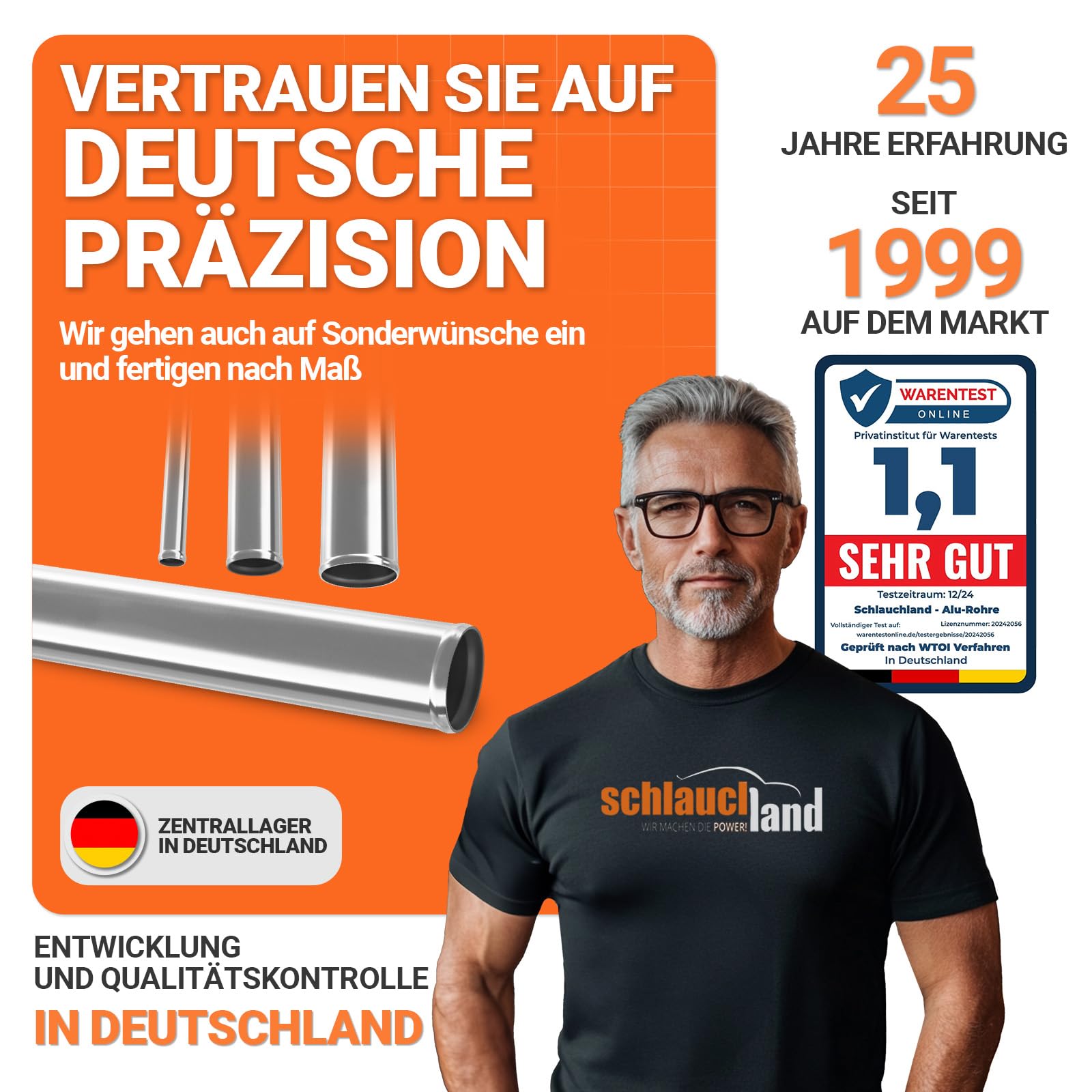1 Stück | 100cm Edelstahl-Rohr AD-Ø 80mm poliert & gebördelt V2A 1.4301 INOX rostfrei | AUSWAHL 1-10 Stück & 13-200 mm Durchmesser | Edelstahl Rohr Motor KFZ Kühler Druckluft BIS 800°C| PREMIUM