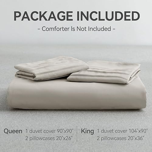 Miniatura 5 de JELLYMONI Juego de funda de edredón de tamaño Queen color gris crema, juego de ropa de cama de microfibra de 3 piezas, elegante diseño plisado, 8