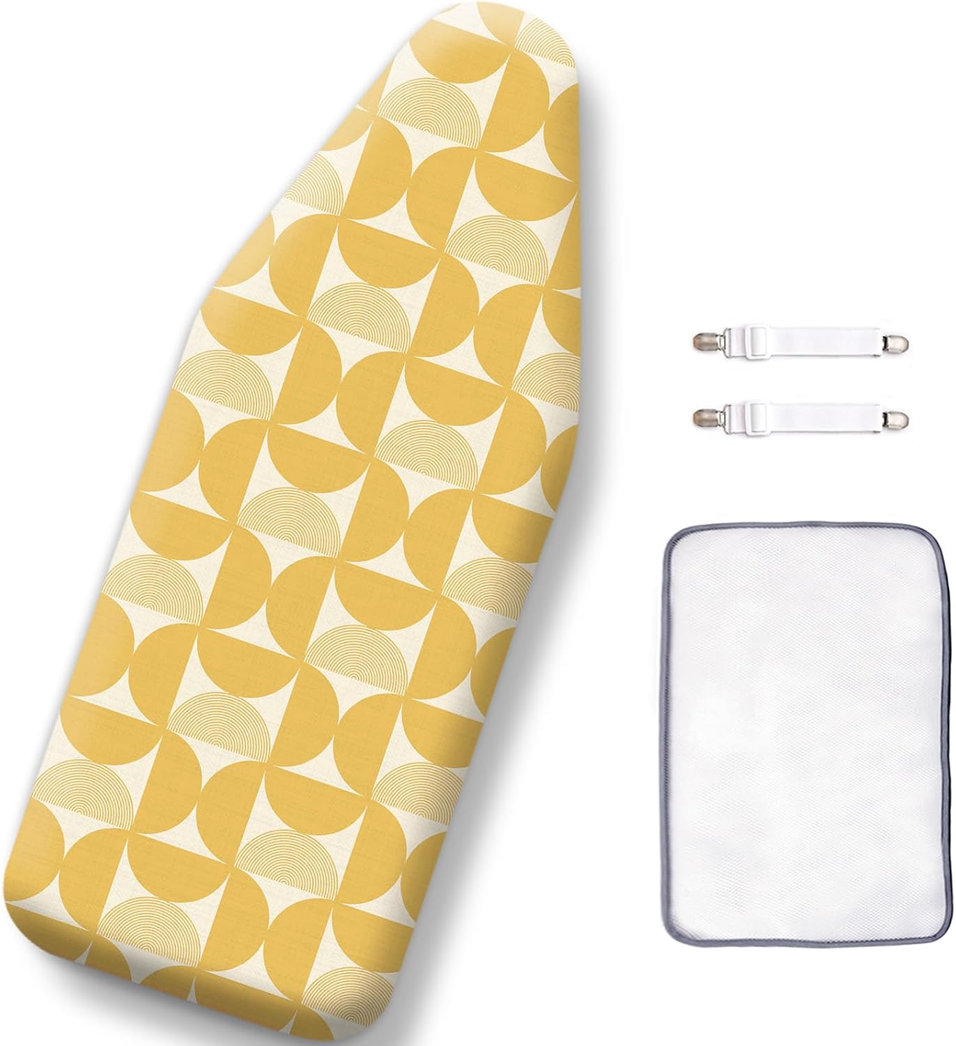 SheeChung Small Ironing Board Cover and Pad 12"x32",Tabletop Ironing Board Cover for Mini Ironing Board,Cotton Cover and Thick Padding,Elastic Cord,Heat Resistance (Ironing Board Not Included)