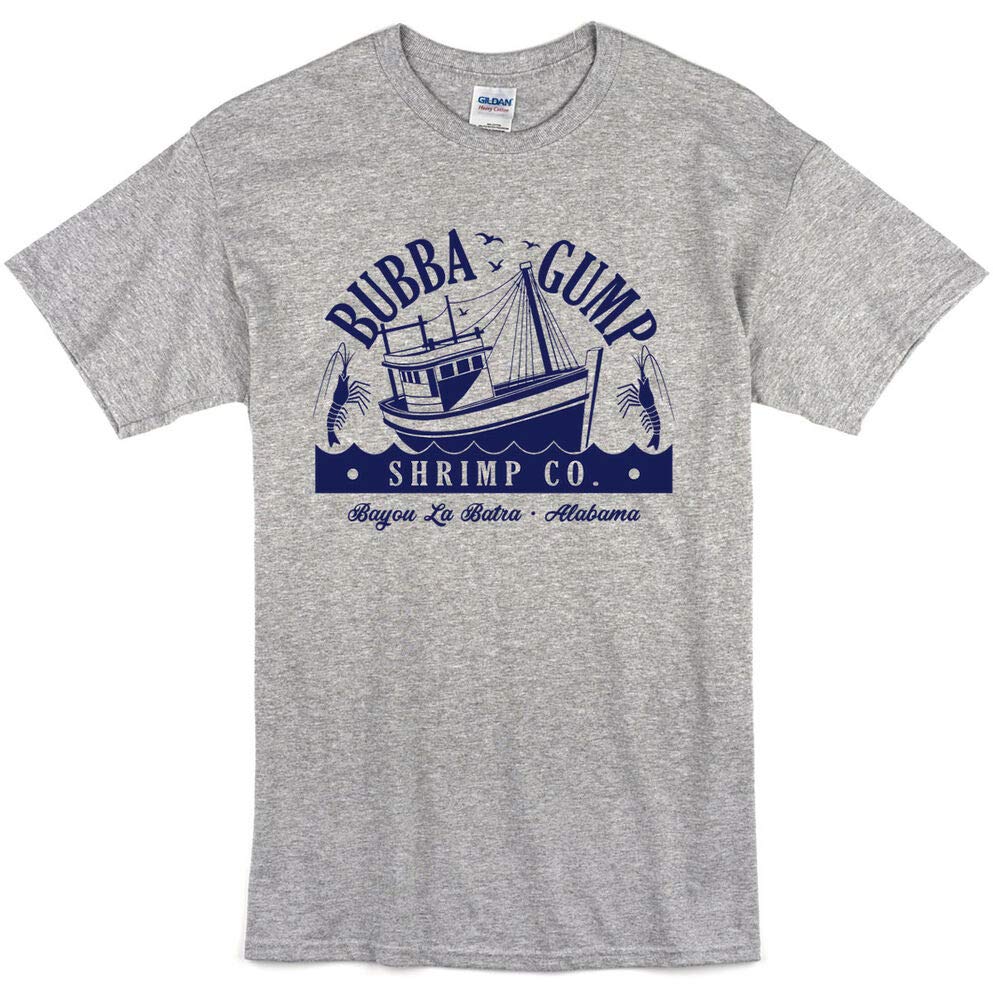 XamicHPC Bubba Gump Shrimp T-Shirt Forest Gump Top Retro Film Movie Mens Grey XL