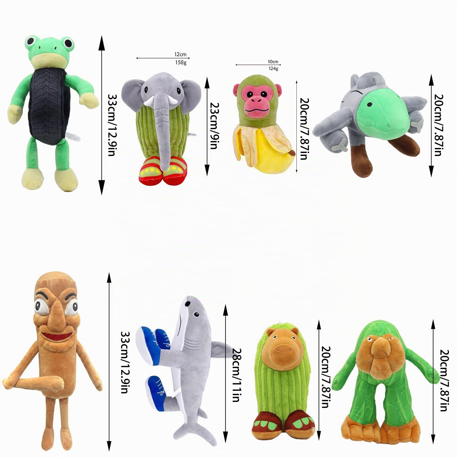 Peluche Italian Brainrot, Juguete de Peluche Tung Tung Tung Sahur, 8 Piezas Juego de Personajes Toys, Animales de Peluches, Regalos para Fanáticos Adulto y Adulto