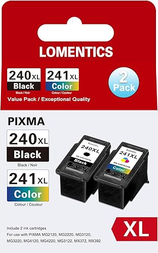 Cartuchos de tinta PG-240 XL CL-241 XL (1 negro, 1 color, 2 unidades)  Lometic Compatible Repuesto para Canon 240XL 241XL Cartucho de tinta PIXMA