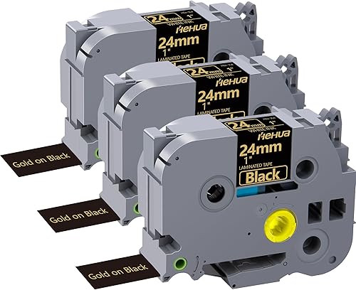 Hehua Tze - Cinta negra laminada de 0.945 in y 0.94 pulgadas compatible con Brother P-Touch TZe-354 TZe354 TZ-354 TZ354 etiqueta para Ptouch PT D600