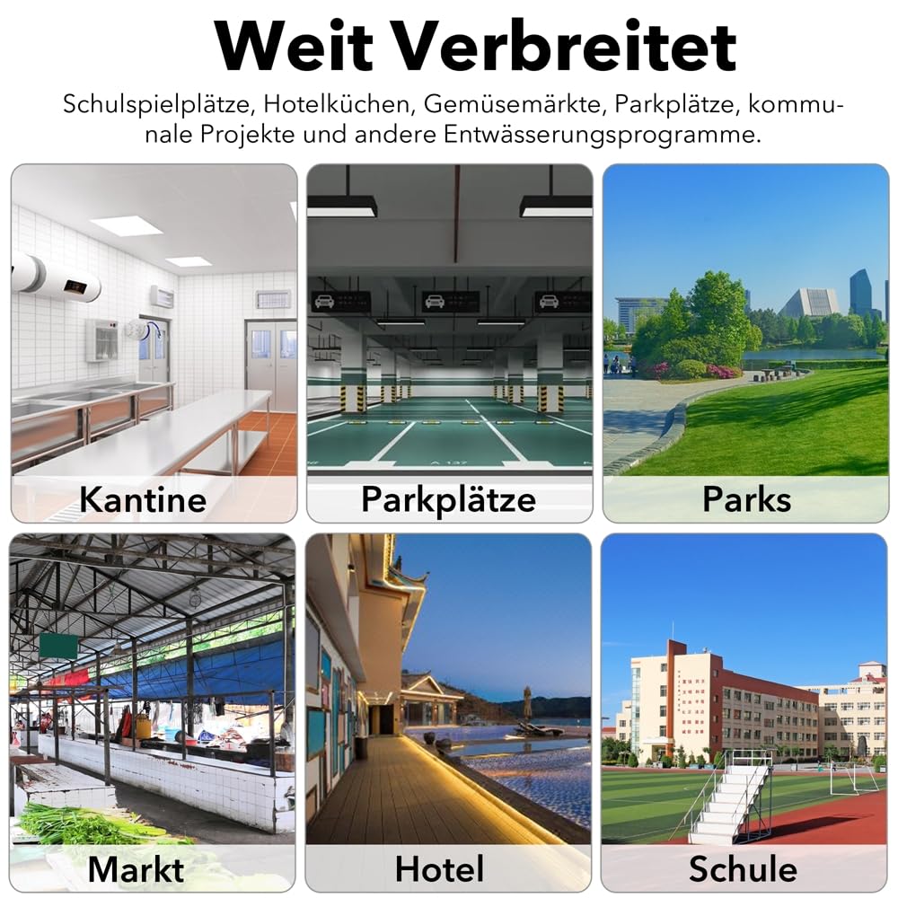 Mucola Entwässerungsrinne befahrbar 1 Meter Entwässerungskanal Klasse A15 Ablaufrinne Stahl Abdeckrost Abwasserrinne Terrassenrinne Bodenrinne